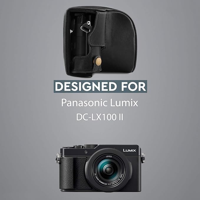 MegaGear MG1565 Ever Ready Genuine Leather Camera Case Compatible with Panasonic Lumix DC-LX100 II - Black