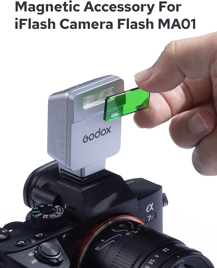 GODOX MA01 iFlash Camera Flash Magnetic Attachment, for Godox iT20 iT22 iM20 iM22 Flash, Magnetic Filter Kit with Magnetic Snap-on diffusers, Color Filters, Creative gels, and Honeycomb Grids