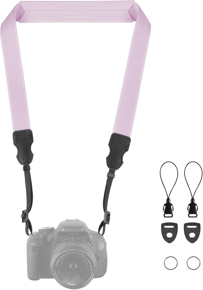 Neck Strap Silicone Camera Straps - Padded Camera Strap, 1.5" Wide Adjustable Nylon Shoulder Strap - Compatible with Canon, Nikon, Sony, and More DSLR and Mirrorless Cameras (Purple)