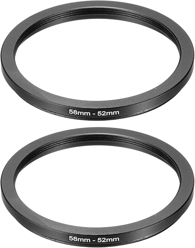 PATIKIL Step Down Ring Adapter 58mm to 52mm, 2 Pcs Filter Step-Down Rings Camera Lens Filters Metal Ring Digital for ND IR DSLR Lenses, Black