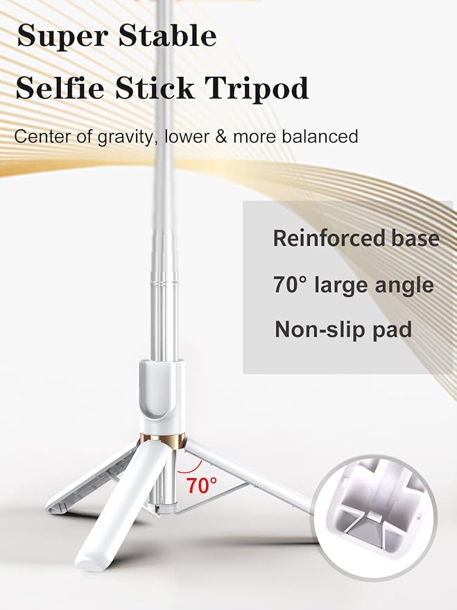 Selfie Stick Tripod with Wireless Remote, 46'' Cellphone Selfie Stick Tripod with LED Fill Light, for iPhone 16/15/14/14 pro/13/13 Pro/12/11/11 Pro/XS Max/XS/XR/X/8/7 and Android Smartphone(Upgrade)