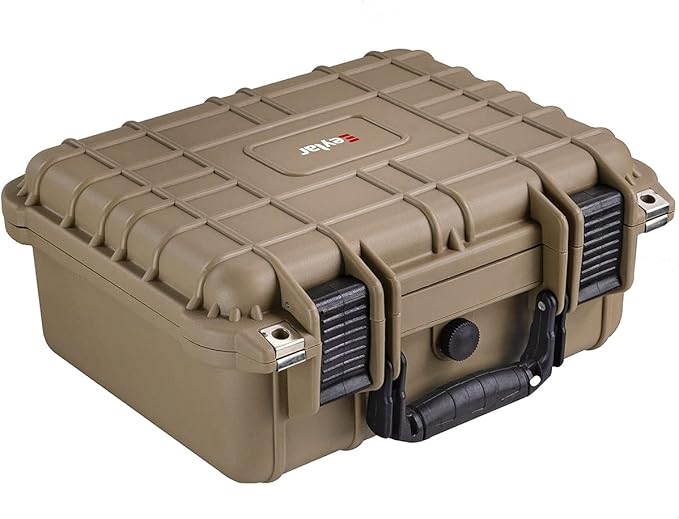 Eylar Protective Camera Hard Case Water & Shock Proof with Foam 13.37 inch 11.62 inch 6 inch Tan