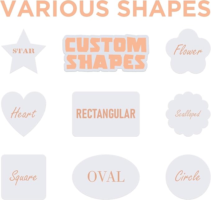 100-500 Custom Stickers Personalized Business Labels Decals, 1.5"-10" Customized Your Own Waterproof Vinyl Stickers with Any Design Logo Image Photo Text Name Address QR Code