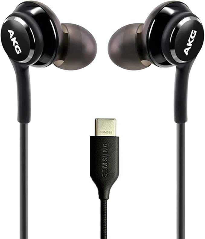 in-Ear AKG Wired Earbuds with Microphone – USB-C Earbuds with Braided Cable – AKG Headphones with Mic Compatible with Samsung Galaxy S24 Ultra, S24+, S24, S23, S22, S21, S10, S10E & iPhone 15 Series