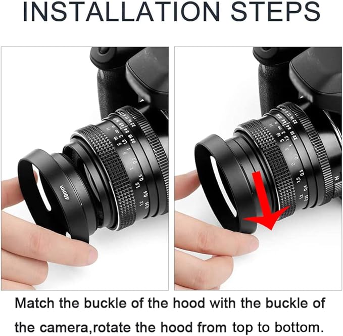40.5mm Metal Lens Hood & Lens Cap Compatible for Sony A6600 A6400 kit E-Mount 16-50mm Lens, for Nikkor 10-30mm Lens (1+1 Pack)