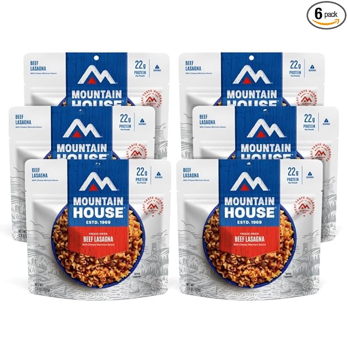 Mountain House Beef Lasagna Freeze-Dried Food for Camping, 12 Servings, 30-Year Shelf-Life