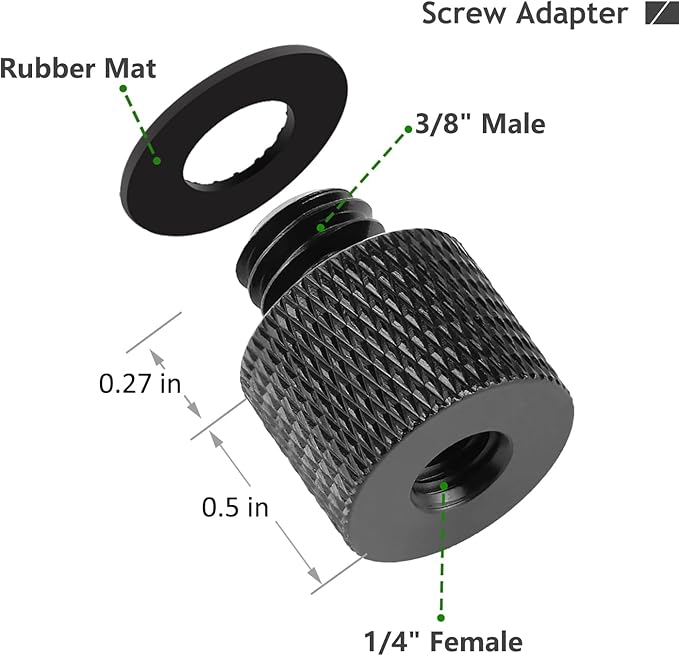 Camera Screw Adapter 8 Pieces Thread 1/4" Male to 3/8" Female and 3/8" Male to 1/4" Female Adapter with Rubber Pad for Camera Monitor, Tripod, Mount