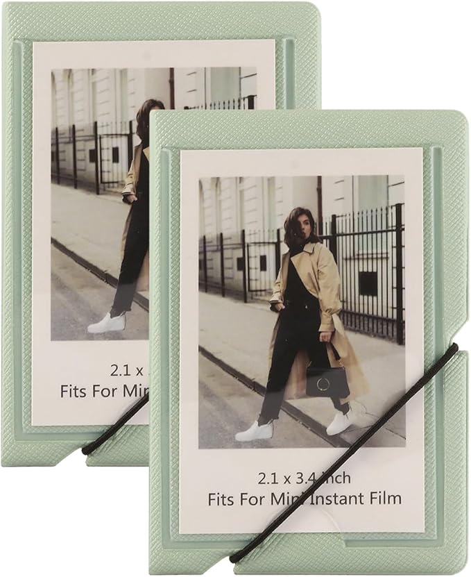 Mini Instant Film Polaroid Photo Album Book For 3 Inch Fujifilm Instax Mini 12 11 9 99 8 7+ 40 EVO Camera Film, HP Sprocket, K-pop Photocards (Mint Green, 2 Pack)