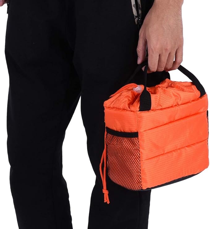 Acouto Camera Bag Only Polyester Insert Partition Camera Hand Bag Shockproof Padded Divider Cover Case for DSLR Camera Partition Bag (Orange)