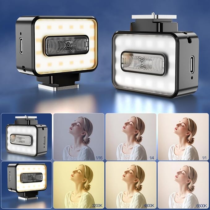 Mini Flash Speedlite, Desiontal 2700-6500K±300K CRI >97 Camera Flash Light for Canon Olympus Sony Fuji Nikon Pentax Hot Shoe Interface Camera, 5 Power Level 300mAh Battery