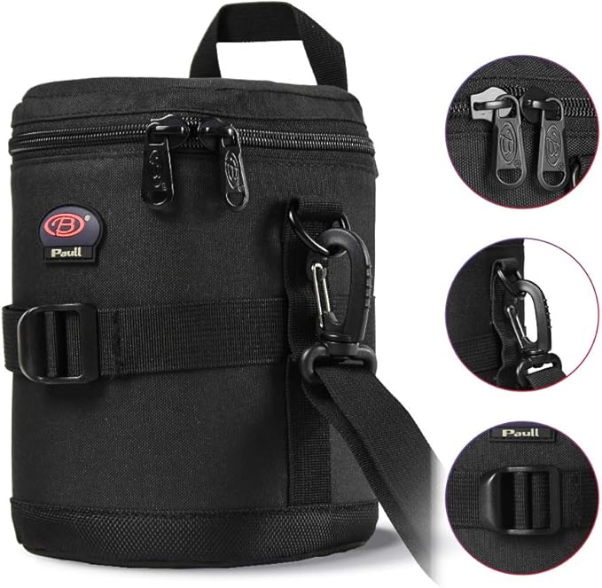 BPAULL Camera Lens Case DSLR Camera Lens Bag Fits for Canon Nikon Pentax Sony Olympus Panasonic and Other Camera Lens