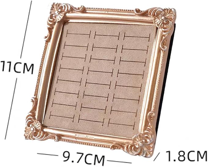 2PCS Jewelry Display Stand Vintage Ring Holder Box Earring Tray Retro Picture Frame Style Ring OrganizerJewelry Frame with Velvet