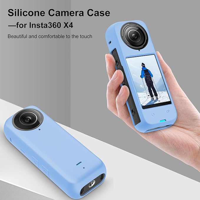 PULUZ Silicone Protective Case for Insta360 X4 with Lens Cap, Soft Camera Protective Cover and Standard Lens Guard for Insta 360 X4 Accessories(Blue)