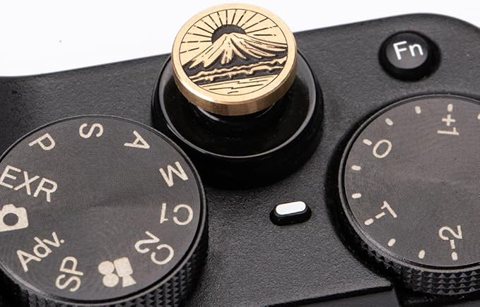 Mountain Sunrise Pattern Camera Metal Shutter Decorative Button Set for Fujifilm X-Pro3 xpro2 xpro1 xt50 xt30 xt4 xt5 x100vi (Copper Alloy-Shutter Decorative Button)