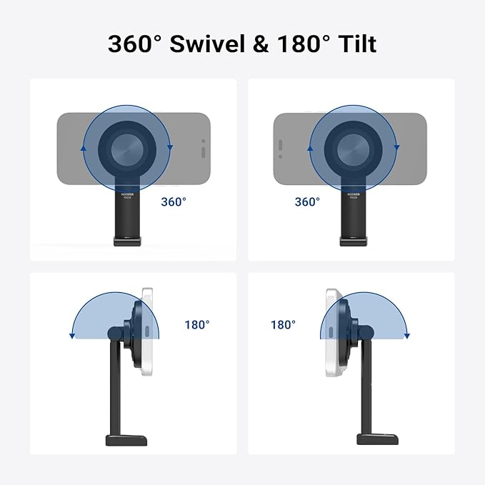 NEEWER Entry Level Version Magnetic Phone Holder Tripod Mount Adapter, 360° Compact Lightweight Portable Compatible with MagSafe iPhone Samsung Android for Video Recording, PA153