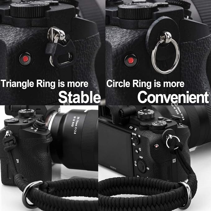 Camera Wrist Strap for DSLR Mirrorless Camera, Quick Release Camera Hand Strap with Safer Connector（Black）