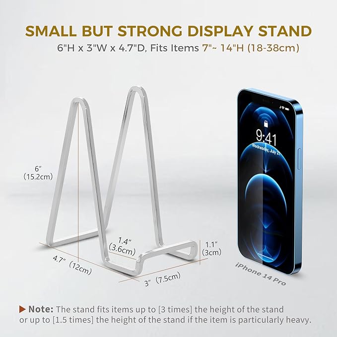 Plate Holder Easel Display Stand - 6 inch Metal Plate Stands for Display - Tabletop Picture Stand - Silver Iron Easels for Display Pictures | Photo Frames | Book | Decorative Plates | Plaque - 3 Pack