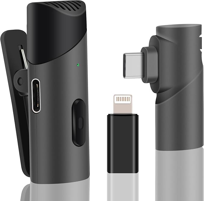 Upgraded Wireless Lavalier Microphone for iPhone iPad & Type-C Android, Plug and Play Lapel Mic for Recording YouTube, Facebook Live Stream, TikTok, Interview(NO APP or Bluetooth Needed)