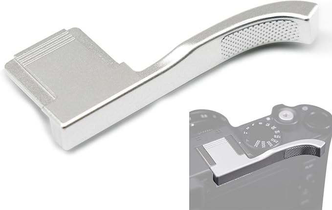 Metal Thumb Up Grip for Leica D-LUX8 DLUX8 Camera, Hot Shoe Thumb Rest Support Grip ，Exclusive Vintage Anti-Slip Pattern, Enhance The camera's Grip Feel (Silver)
