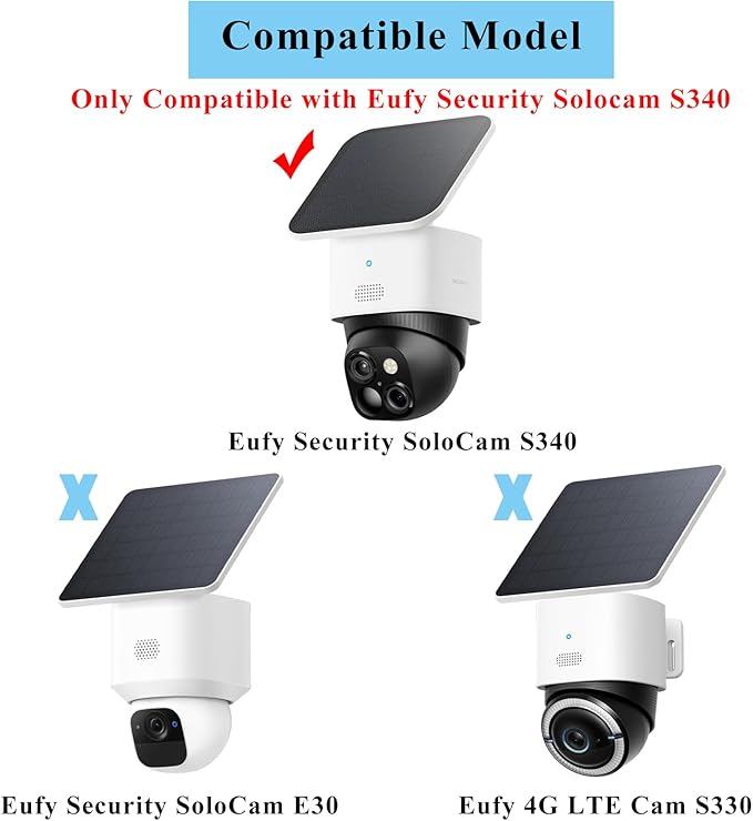 Corner Camera Mount and Camera Rain Cover Only Compatible with Eufy Security SoloCam S340,Sun Rain Shade,Weatherproof Anti Glare Cover,Steel Metal Wall Mount for Outdoor Camera,White