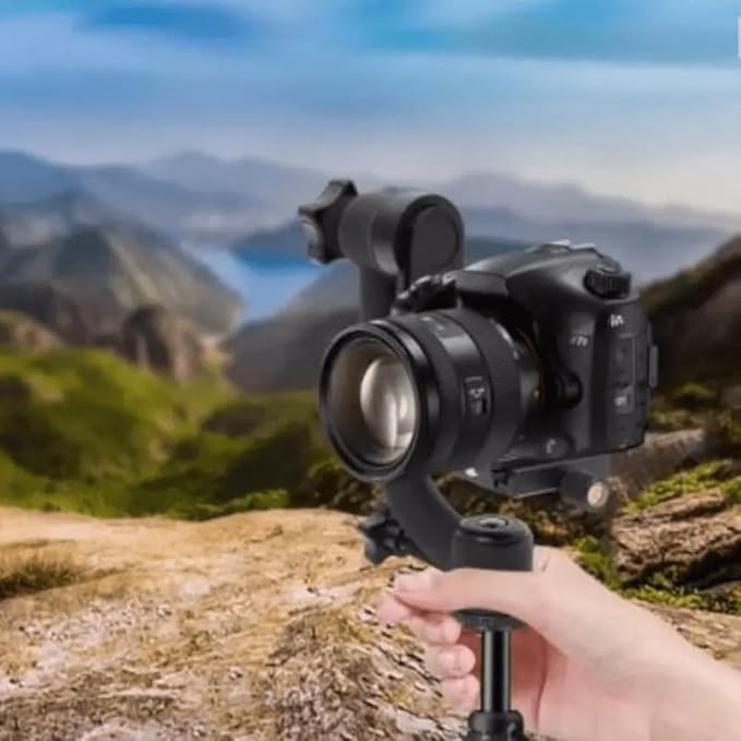 Aluminum Alloy Gimbal Tripod Head with 1/4" Quick Release Plate - 360° Rotating Ball Head, Smooth Pan & Tilt for DSLR, Live Streaming, Bird Watching, Outdoor Shooting Stabilizer, Camera Stabilizer