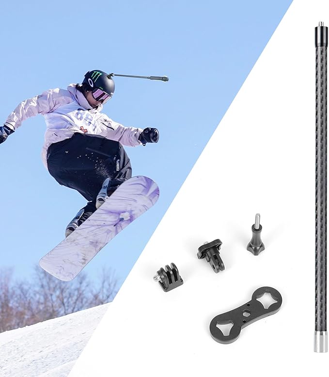 SEASKY T1 30cm Carbon Fiber Extension Rod Kit with 1/4 Adapter Sports Camera Third Person View Video Accessory for Insta360 X5 X4 X3 X2 X RS for GoPro Max 2 for DJI OSMO 360 Panoramic Camera