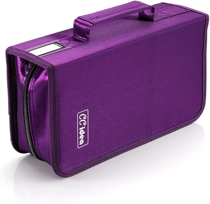 CCidea CD Case DVD Storage Holder, 128 Capacity DVD Cases Organizer CD Plastic Protective Carrying Binder,Portable Cd Wallet for Home Travel (Purple)