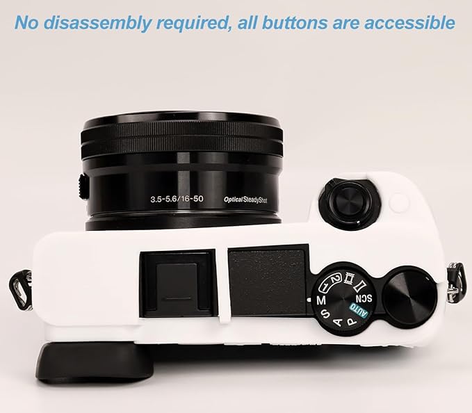 Pocoukate Case for Sony Alpha A6400, A6300, Camera, Soft Silicone Protective Cover Skin with Screen Protector Accessories for Sony Alpha A6400 / 6300 Digital Camera Silicone Cas - White
