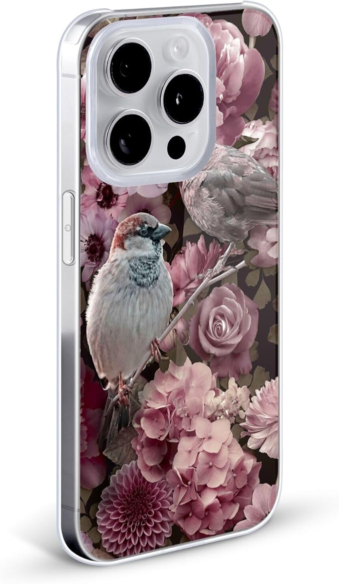 Head Case Designs Officially Licensed LebensArt Sparrows in Blush Pink Birds and Floral Hard Back Case Compatible with Apple iPhone 15 Pro Max