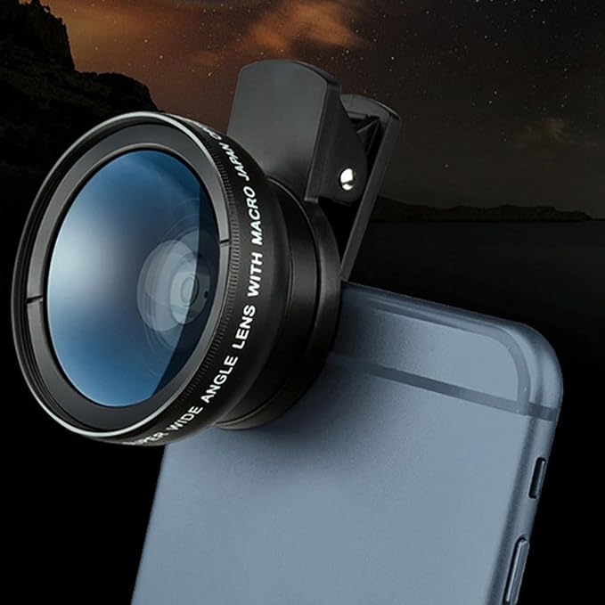 Clip On Phone Lens – 0.45x Wide Angle 15x Macro, Durable ABS Aluminum Alloy Build, Optical Lens Attachment, Compact Portable Design | Perfect for Smartphone Photography Macro Shots Landscape Travel