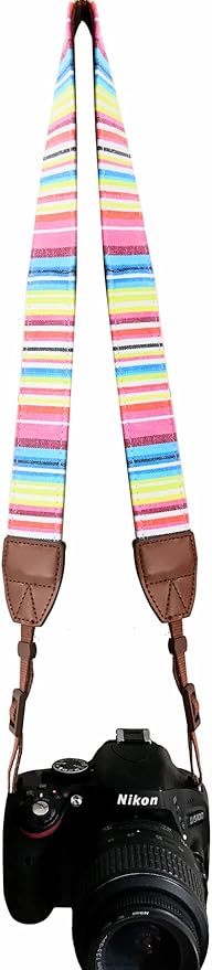 Alled Camera Neck Shoulder Belt Strap,Camera Straps for Women/Men for All DSLR/Nikon/Canon/Sony/Olympus/Samsung (Colorful Stripes)