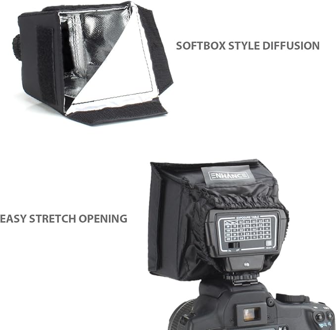 ENHANCE Camera Light Diffuser Softbox for Pop Up and External Speedlites with Foldable, Universal Design, Compatible with Neewer, Altura, Youngnuo, Canon, Nikon, and More Speedlite Flashes