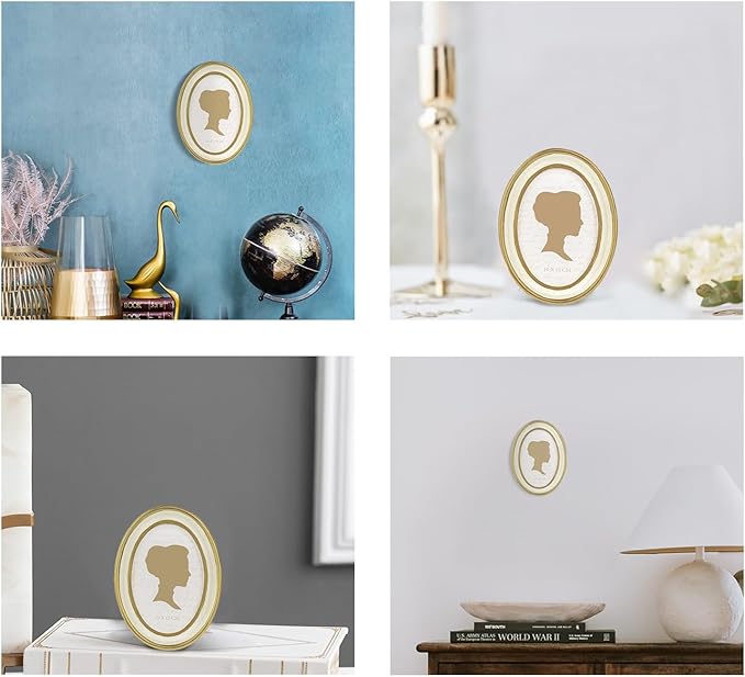 AELS 4x6 Inch Vintage Picture Frame, Elegant Antique Photo Frames with Glass Front, Photo Display, Tabletop Wall Hanging, Gift Ideas, Off-white Oval with Gold Trim