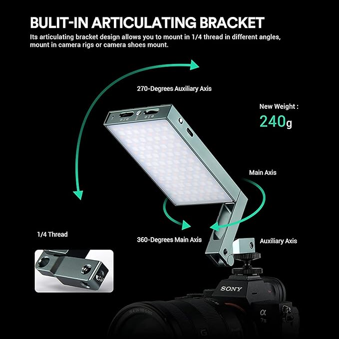 Godox M1 RGB LED Full Color Video Light,Pocket Size RGB Mini Video Light，13W 2500k-8500k Adjustable,CRI97 TLCT97,Music Beats Light Function and 40 FX Lighting Effects with Aluminum Alloy Shell(Gray)