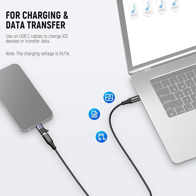 NEEWER USB C to iOS OTG Adapter 2 Pack Set, USB Type C (Female) to iOS (Male) Compatible with iPhone 14 13 12 11 X iPad Type C Wireless Microphone, LM4