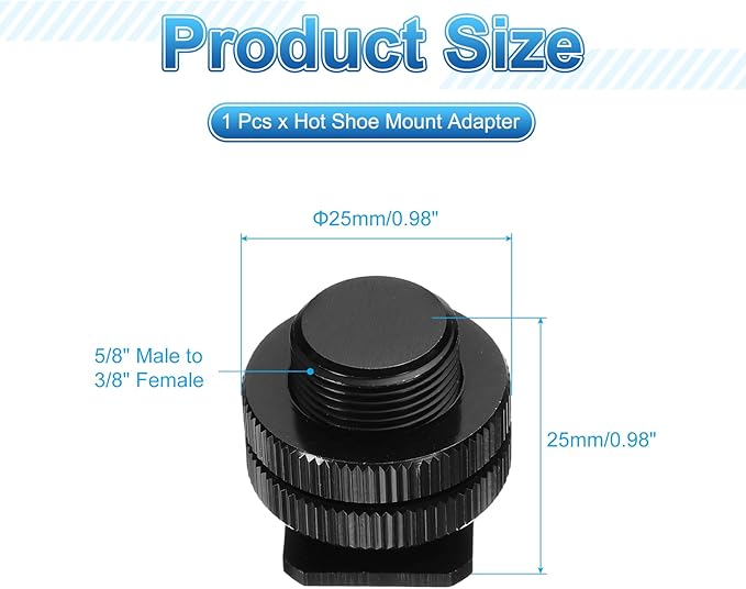 PATIKIL Hot Shoe Adapter 5/8" Male to 3/8" Female, 1 Pcs Hot Shoe Mount Adapter Camera Mount Screw Camera Video Light Converter for Microphone Holder Accessories 0.98x0.98x0.98 Inch
