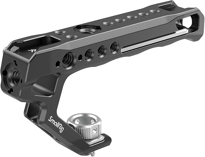 SMALLRIG Top Handle with Locating Holes for ARRI for Camera Cage, Ergonomic Design, with Anti-Off Designed Cold Shoe Adapter - 2165C