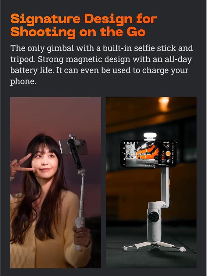 Insta360 Flow Gimbal Stabilizer for Smartphone, Creator Kit - AI-Powered Gimbal, Auto Tracking Phone Stabilizer, 3-Axis Stabilization, Built-in Tripod, Portable & Foldable