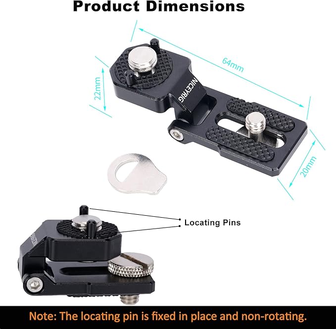 NICEYRIG Right-Angle Bracket Mini L-Shape Mounting Plate for ARRI Thread, 180 Degree Adjustment Video Accessory Expansion Mount for Camera Cheese Plate, T5 T7 SSD Holder, Field Monitor - 603