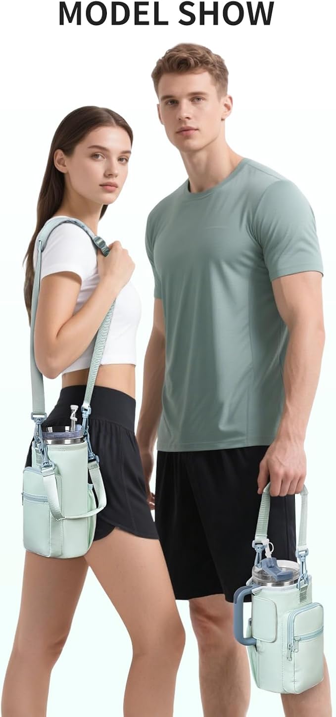 sportsnew Magnetic Gym Bag for Women Men, Water Bottle Carrier Holder with Strap & Phone Pockets for 40oz Tumbler with Handle, 4 Built-in Magnets Small Gym Bag for Sports, Workout, Fitness, Walking