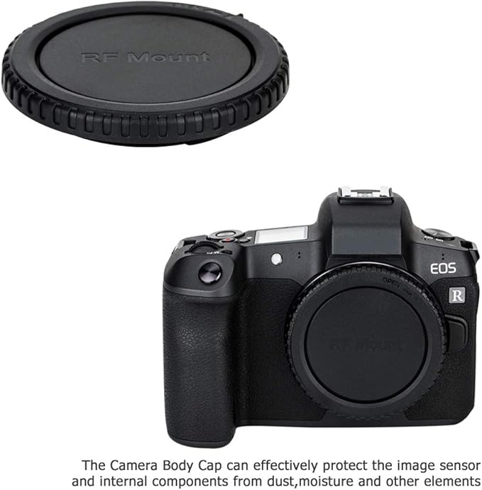 2 Pack RF Mount Body Cap Cover & Rear Lens Cap for Canon EOS R100 R50 R50V R8 R R1 R3 R5 R6 Mark II III R7 R10 RP Mirrorless Camera & RF Mount Lenses, with 2 Extra Hot Shoe Protective Covers Included