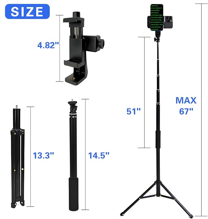 Teleprompter iPhone & Android, Double Phone Holder for Video Recording, Neewer Teleprompter Kit, The Collapsing Design Allows for Easy Storage and Transport (67" Floor-Standing)