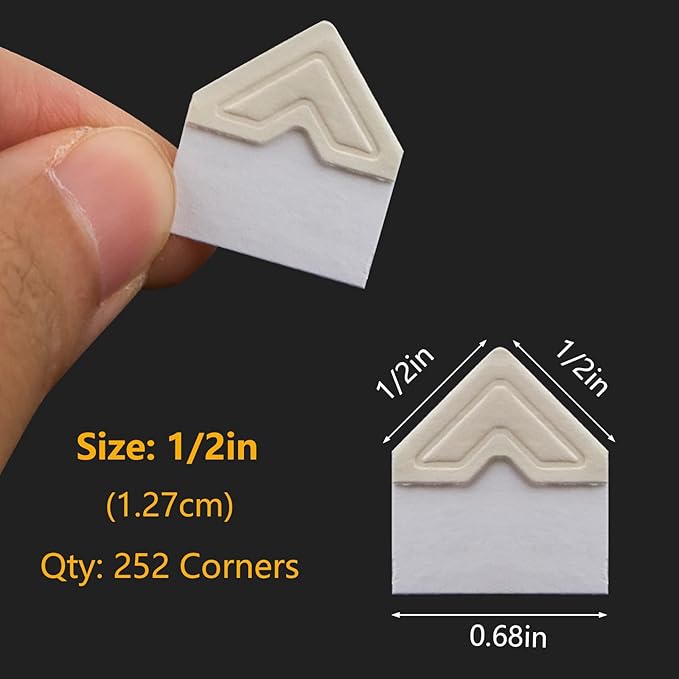 Lineco Ivory Acid-Free 0.5" Archival Photo Corners, Self Adhesive, Pressure Sensitive, Non-Yellowing, Mount Pictures Without it Touching Tape, Scrapbooking, DIY, Displaying Pictures. (Pack of 252)