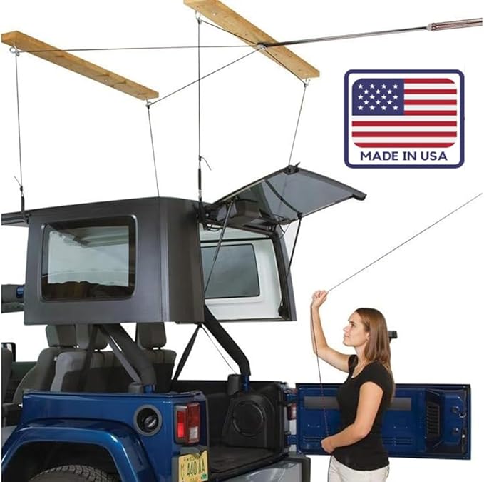 HARKEN - Truck Cap Overhead Garage Storage Hoist, Self-Leveling, Safe Anti-Drop System, Easy One-Person Operation, Smart Garage Organization - 7806.12