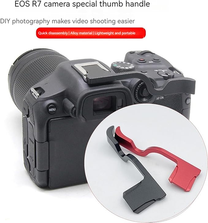 Metal Camera Hot Shoe Thumbs Up Grip Handle Grip Compatible with Canon EOS R7/R8/R50/R6II Top Finger Hand Grip Quick Release Plate(Black)