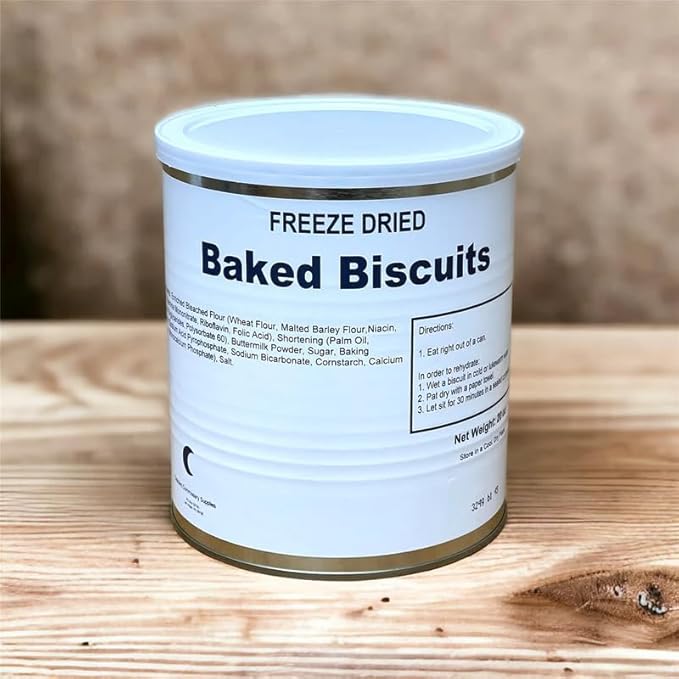 Military Surplus Freeze Dried Real Baked Biscuits – #10 Can – 25+ Year Shelf Life – Ready to Eat Emergency Food – Survival, Camping, Hiking, Hunting Meals – Long-Term Storage 10–12 Biscuits – Pack of 1
