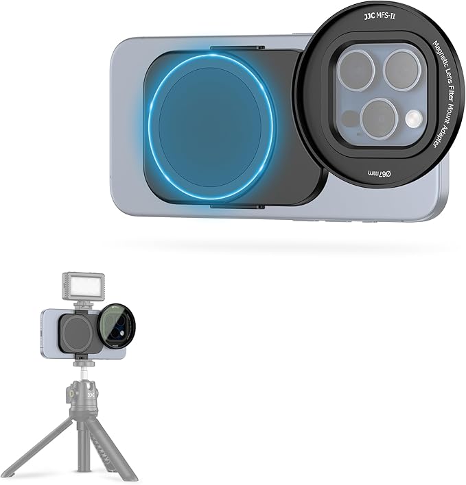 67mm Universal Magnetic Lens Filter Mount Adapter for iPhone 16 15 14 Pro Max Plus, Double-Sided Magnet iPhone Lens Filter Mount with 1/4" Screw & Cold Shoe for Vlogging Video Record (No Filter)