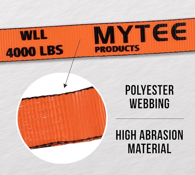 Mytee Products 4 Pack 2" x30' Orange Ratchet Strap with Chain Anchor - 4000 Lbs WLL High Abrasion Heavy Duty Tie Down Cargo Truck Straps with Chan Anchor for Flatbed, Truck, Trailers, Pickup
