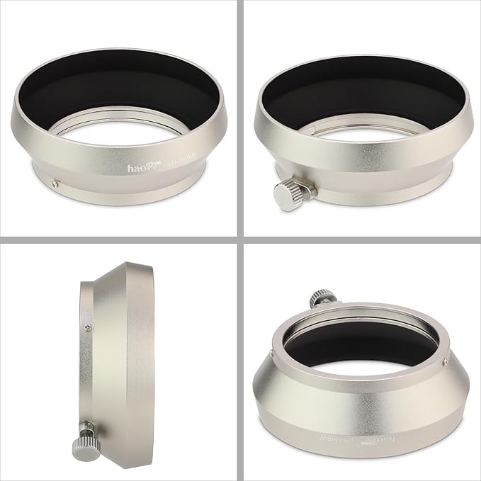 Haoge LH-M48W Metal Lens Hood Shade for Olympus M.ZUIKO Digital 17mm F1.8 Lens Replace LH-48B Silver
