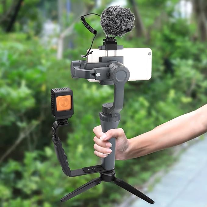 Camera Stabilizer Handle Grip Mounting Extension L-Bracket with Cold Shoe 1/4'' Adapter for Mobile 3 Extension L Bracket